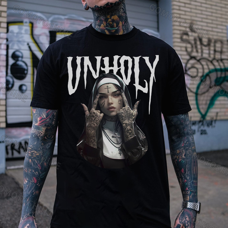 UNHOLY Defiant Nun Print Men's T-Shirt
