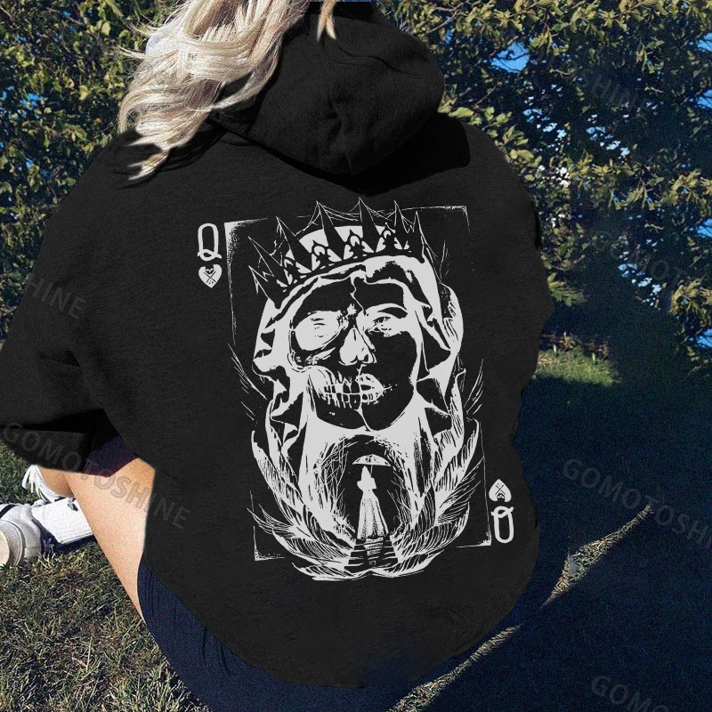 POKER Q Gloomy Queen Print Women's Hoodie