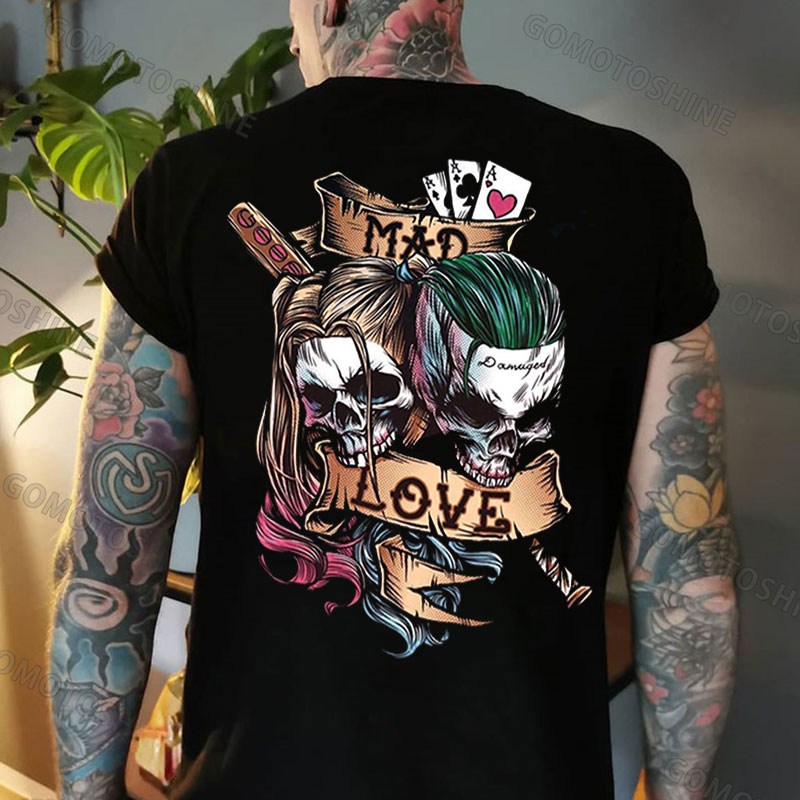 MAD LOVE Clown Skull Print Men's T-Shirt