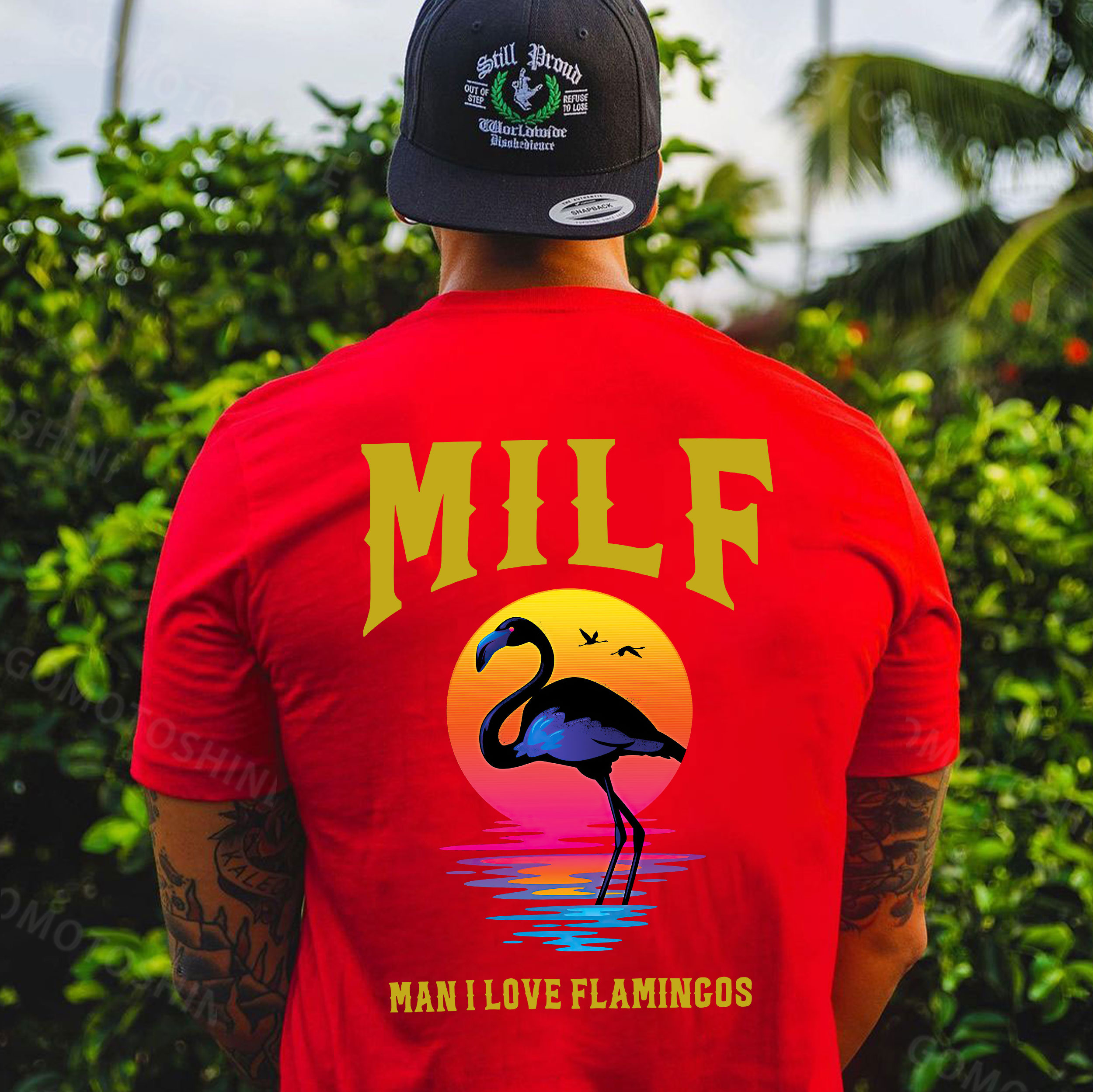 MILF MAN I LOVE FLAMINGOS Print Men's T-Shirt