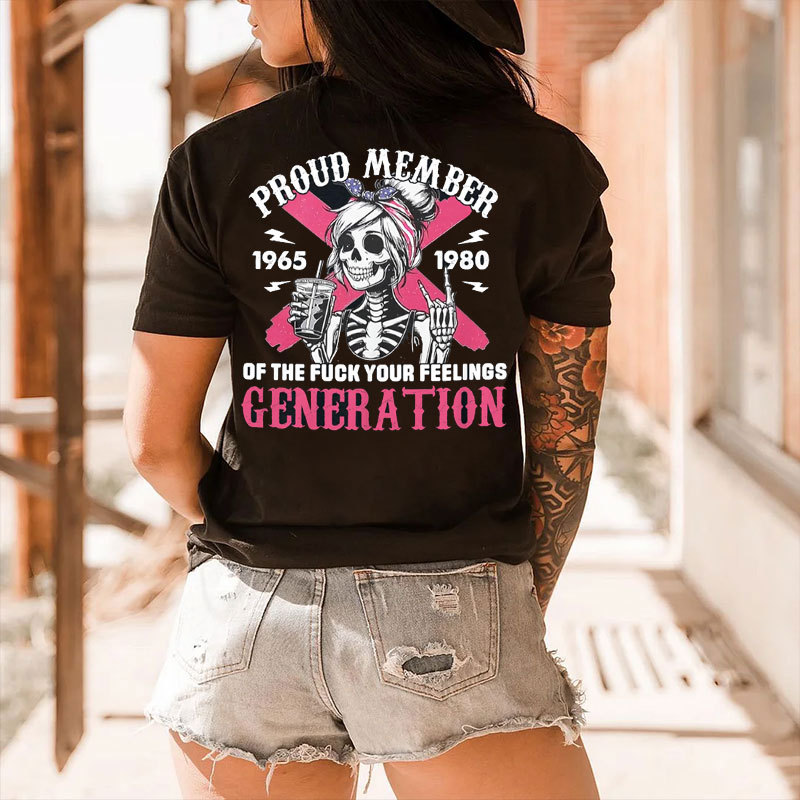 PROUD MEMBER GENERATION Skeleton Lady Print Women's T-shirt