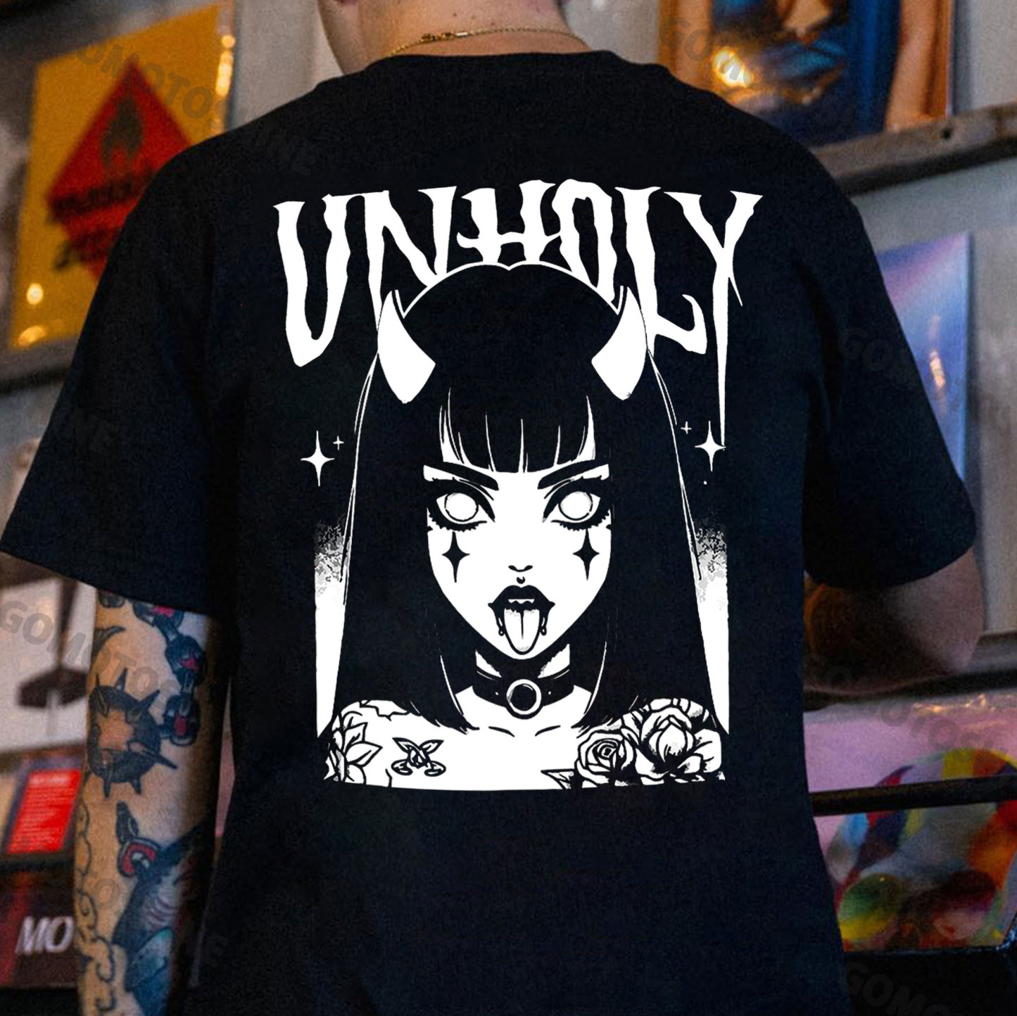 UNHOLY Bad Devil Girl Print Men's T-Shirt