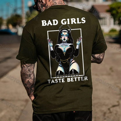 BAD GIRLS TASTE BETTER Sexy Devil Nun Print Men's T-Shirt