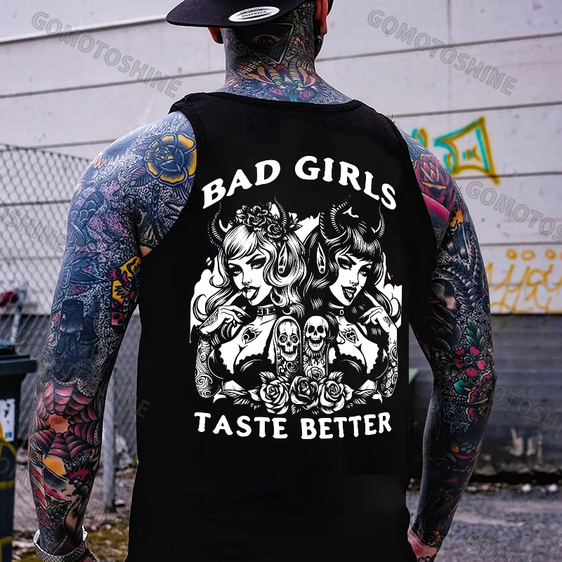 BAD GIRLS TASTE BETTER Devil Girl Print Men's Vest