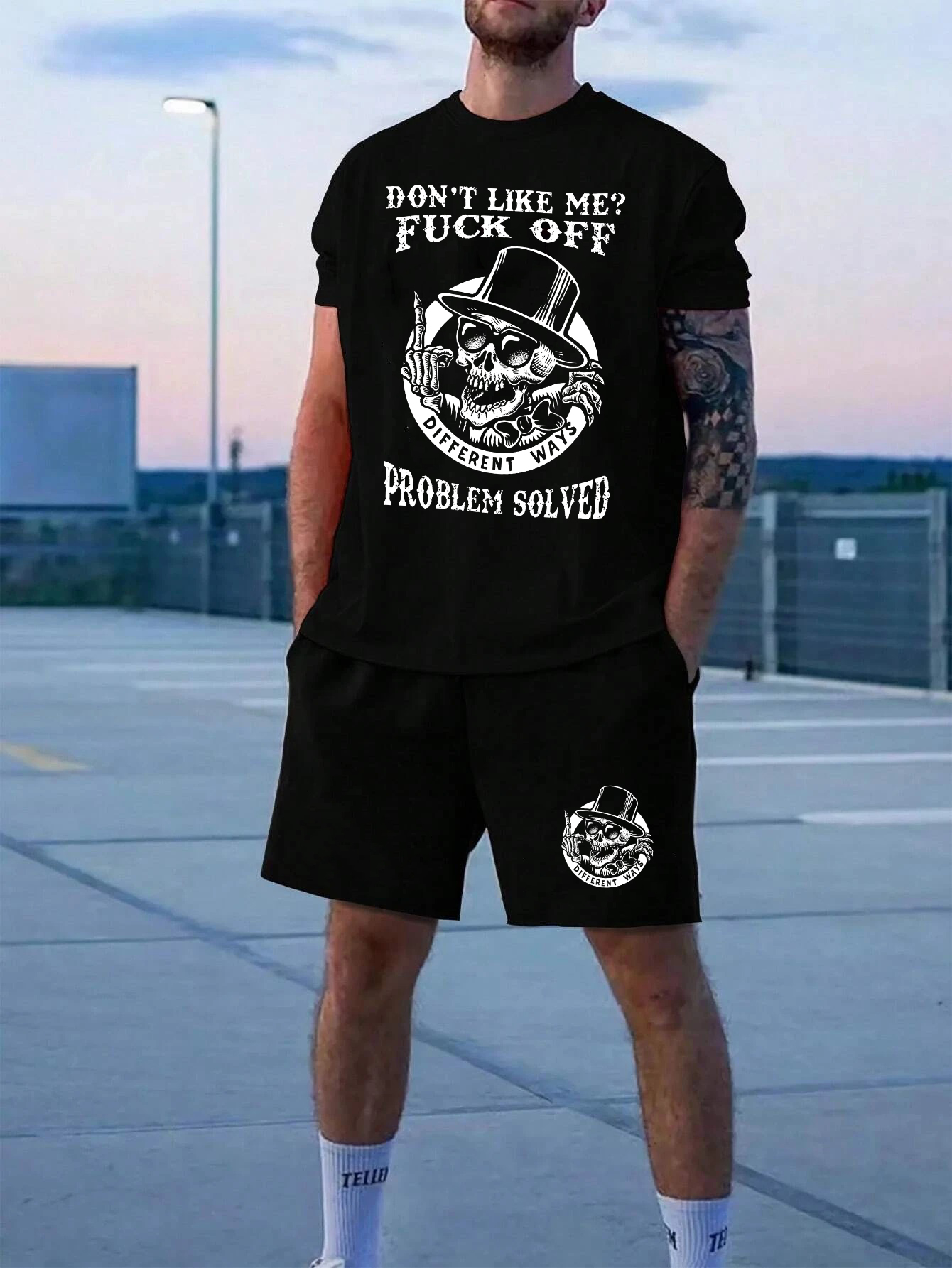 DON'T LIKE ME FUCK OFF Skeleton Print Men's Suit