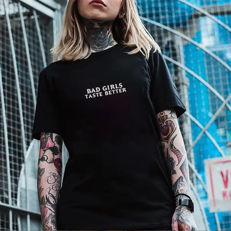 BAD GIRLS TASTE BETTER Sexy Naked Nun Print Women's T-shirt