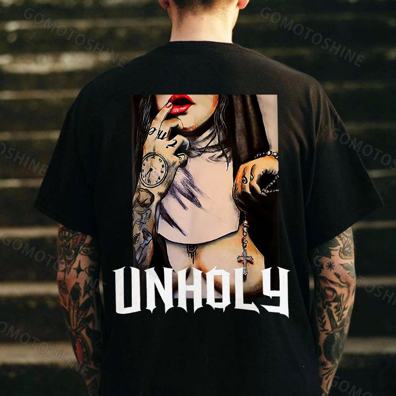 UNHOLY Naked Nun Print Men's T-Shirt