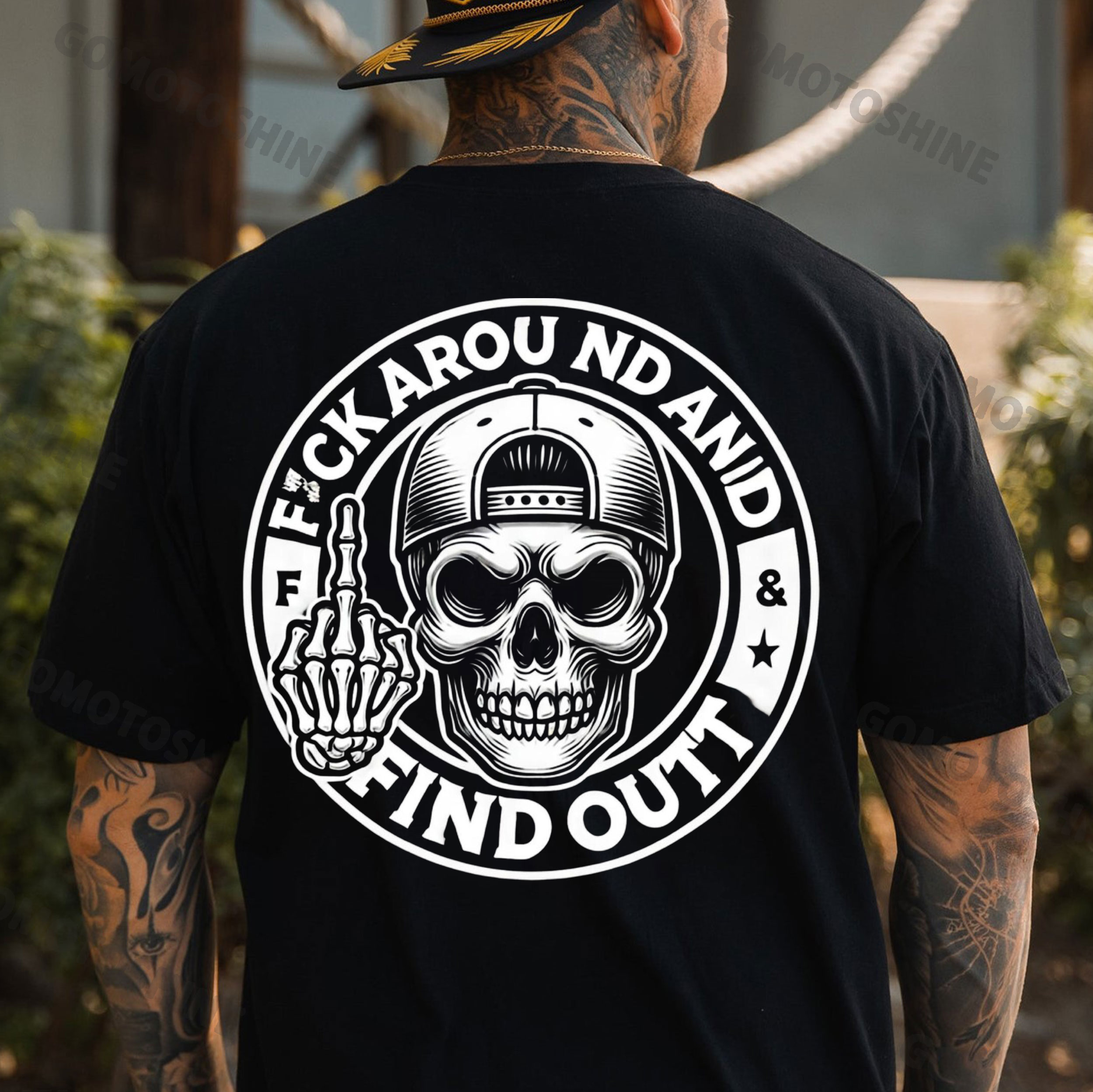 FUCK AROUND AND FIND OUT Defiant Skeleton Print Men's T-Shirt