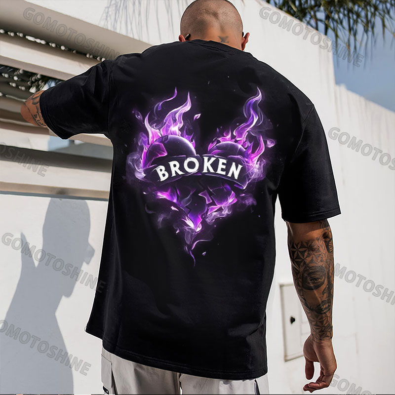 BROKEN Broken Crystal Heart Print Men's T-Shirt