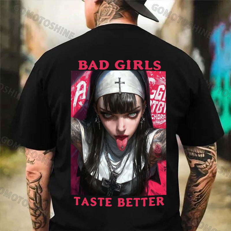 BAD GIRLS Dirty Tattooed Nun Print Men's T-Shirt
