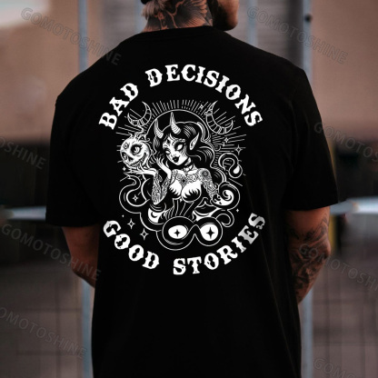 BAD DECISIONS GOOD STORIES Evil Sexy Witch Print Men's T-Shirt