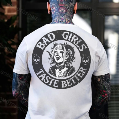 BAD GIRLS TASTE BETTER Laughing Devil Girl Print Men's T-Shirt