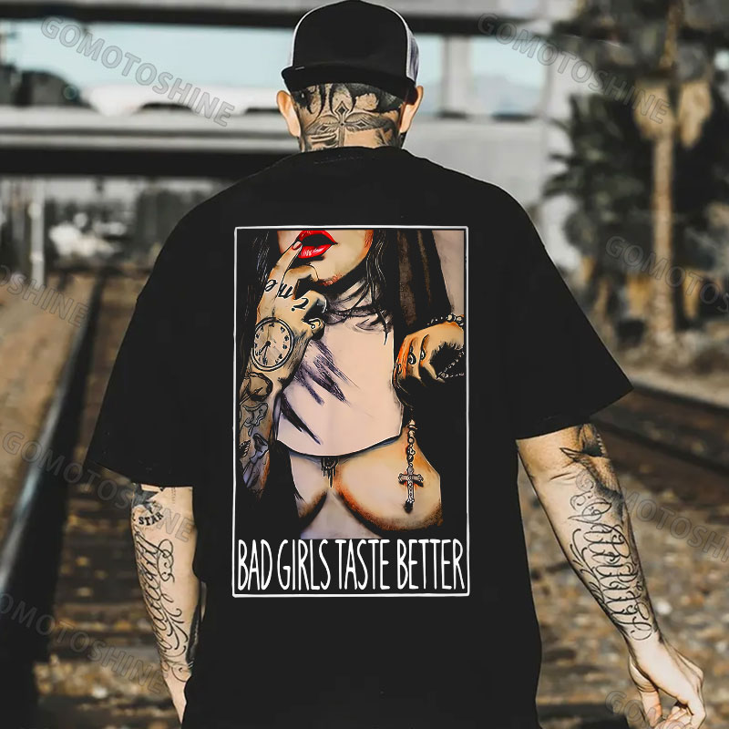 BAD GIRLS TASTE BETTER Sexy Naked Nun Print Men's T-Shirt Image - 1