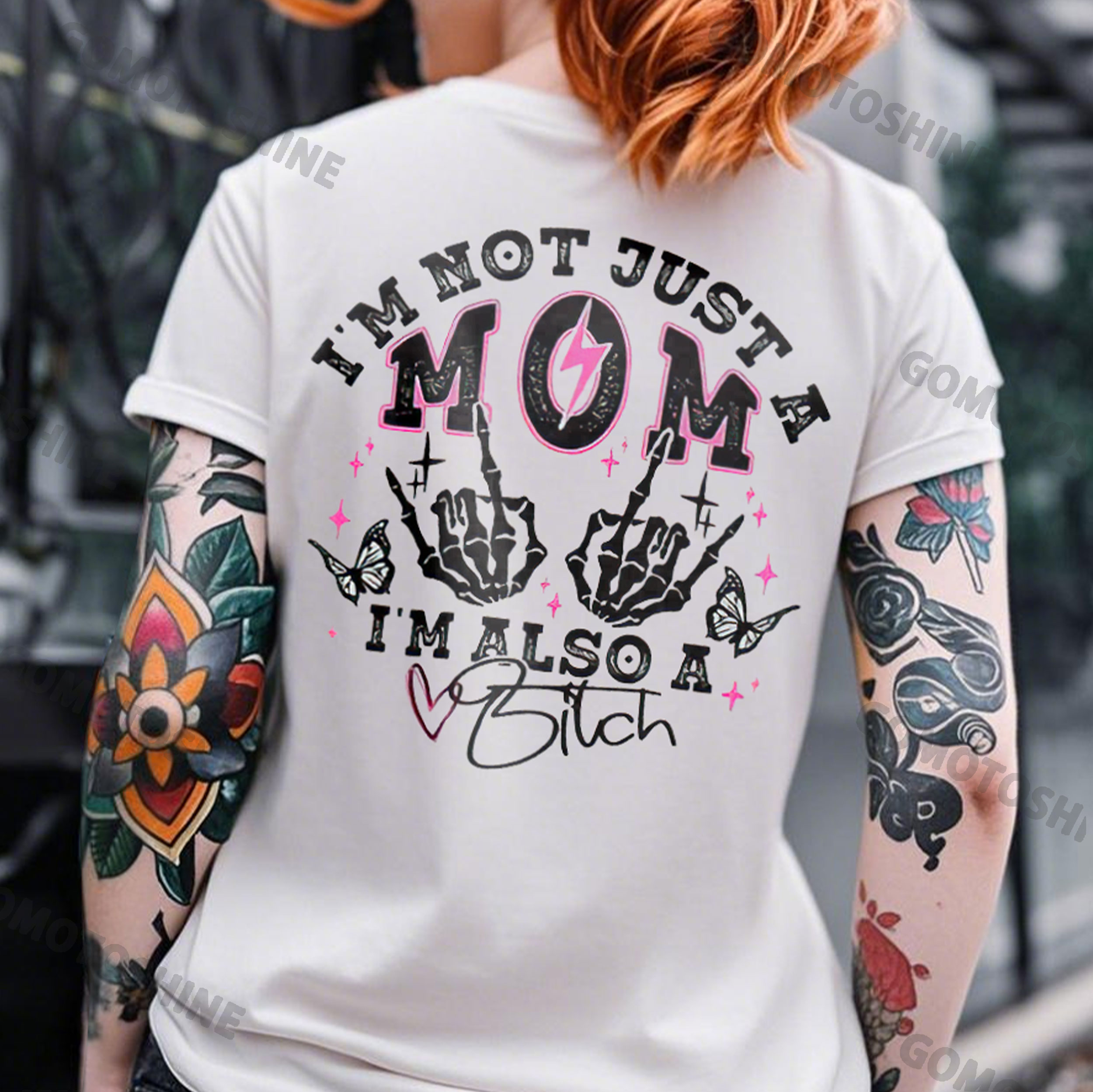 I'M NOT JUST A MOM I'M ALSO A BITCH Defiant Bone Hand Print Women's T-shirt