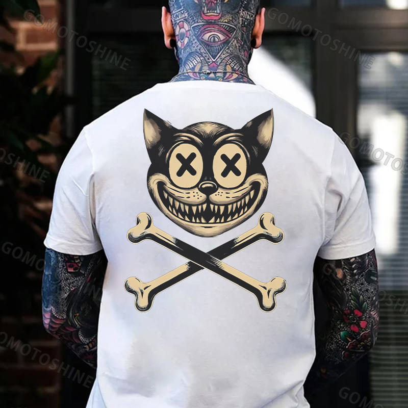 Cat Skull Print Men's T-Shirt