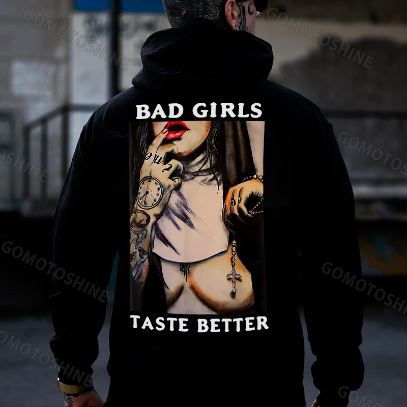 BAD GIRLS TASTE BETTER Sexy Naked Nun Print Men's Hoodie
