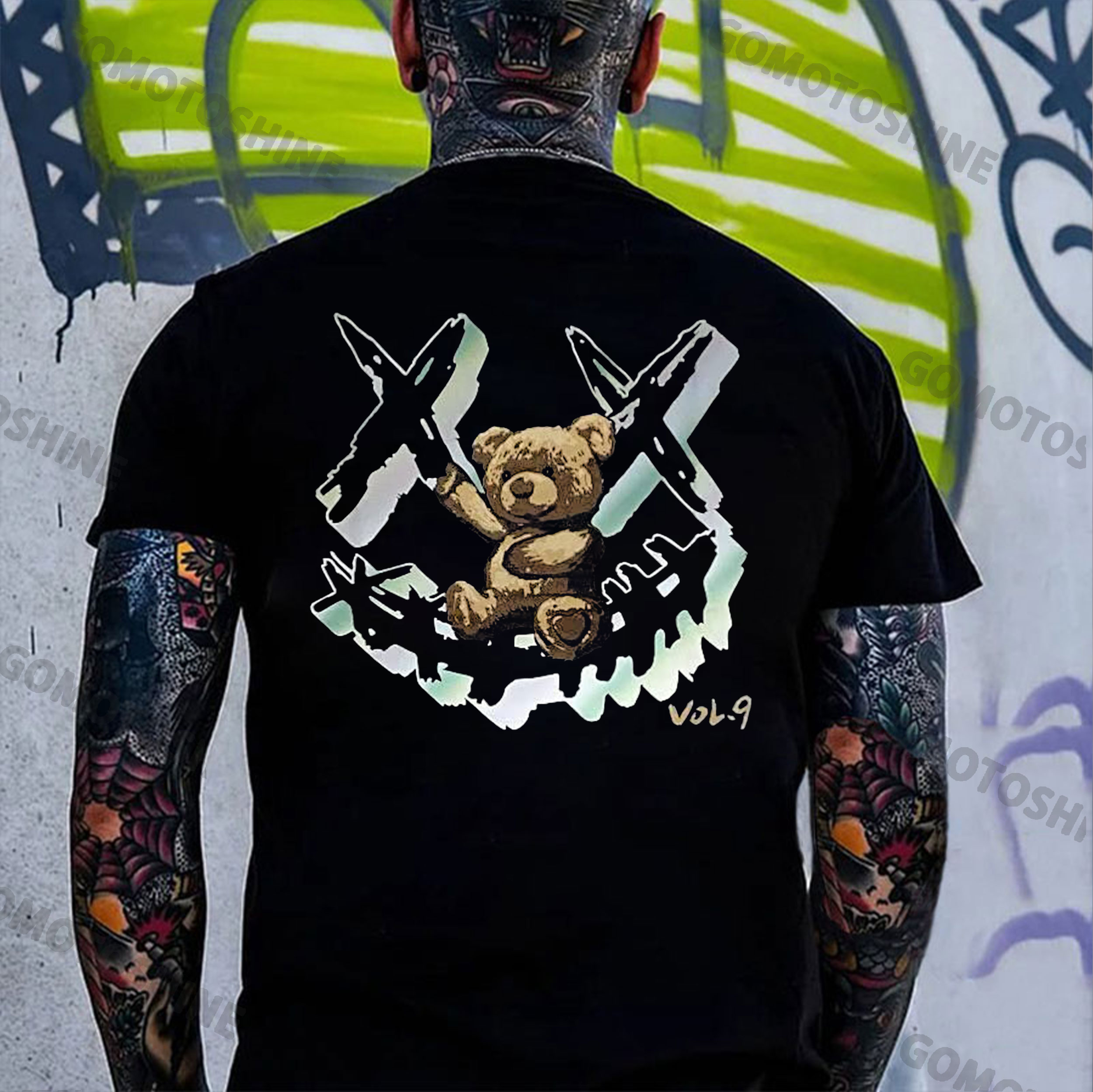 Evil Smile Emoji And Bear Doll Print Men's T-Shirt