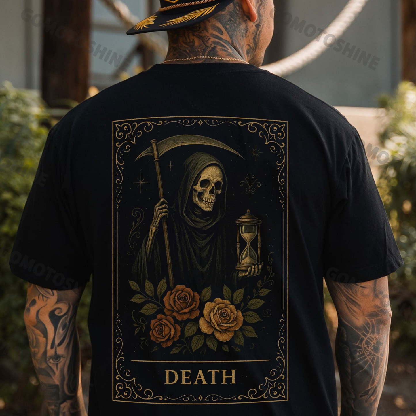 DEATH Skeleton And Hourglass Print Men's T-Shirt