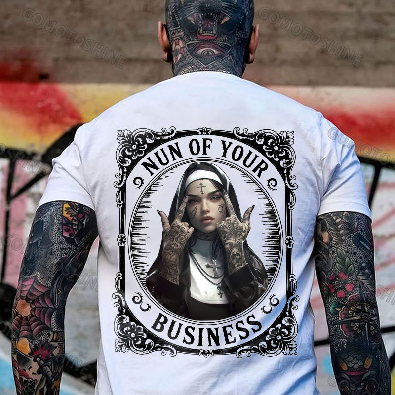 NUN OF YOUR BUSINESS Retro Defiant Nun Print Men's T-Shirt