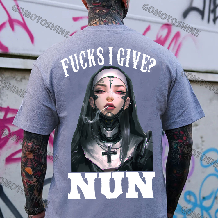 FUCKS I GIVE NUN Cyber Modified Mechanical Nun Print Men's T-Shirt