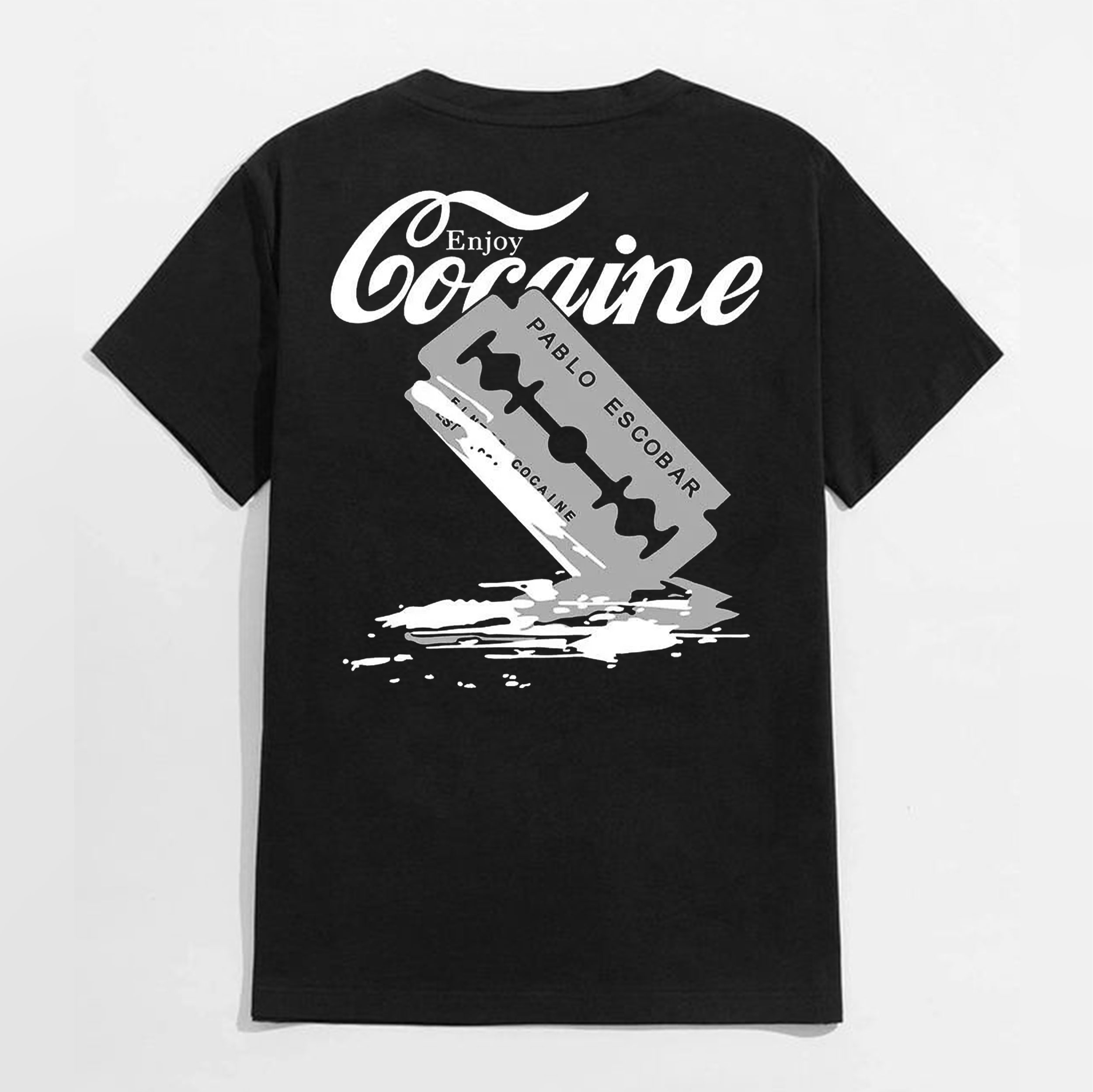 ENJOY COCAINE PABLO ESCOBAR Black Print T-shirt
