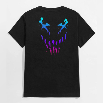 Fluorescent Evil Emoji Graphic Black Print T-shirt