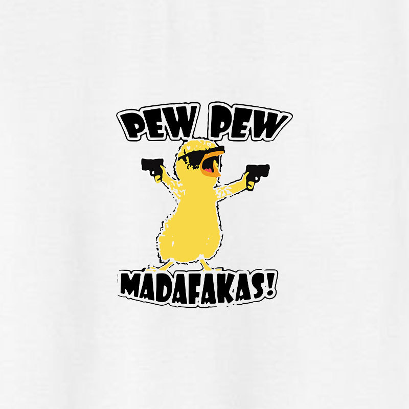 Yellow Duck Carries Pistol Letter Graphic Black Print T-shirt