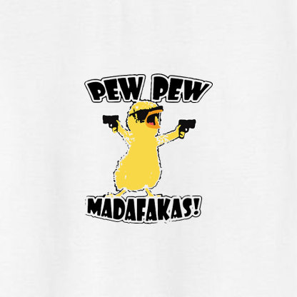 Yellow Duck Carries Pistol Letter Graphic Black Print T-shirt