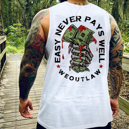 EASY NEVER PAYS WELL Bone Hand With Money Print Men's Vest