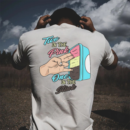 TWO IN THE PINK ONE IN THE STINK Fingers Ice-cream Black Print T-shirt