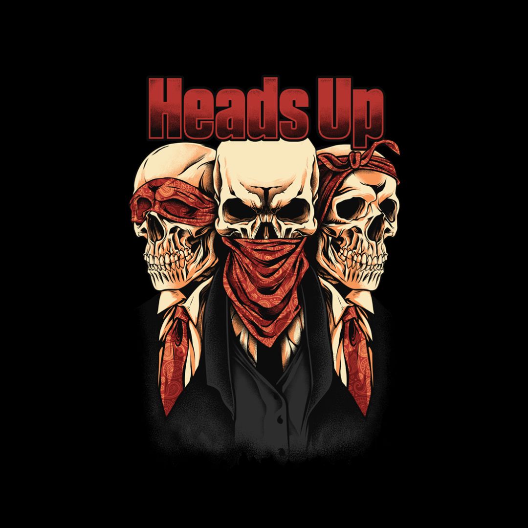 HEADS UP Gentle Skulls Graphic Casual Black Print T-shirt
