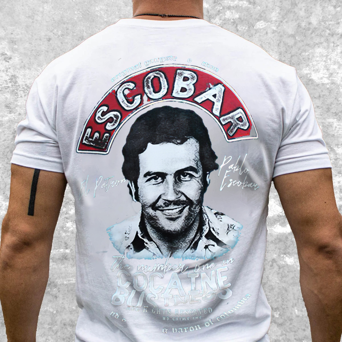 Escobar cocaine drug lord portrait printed fitness T-shirt