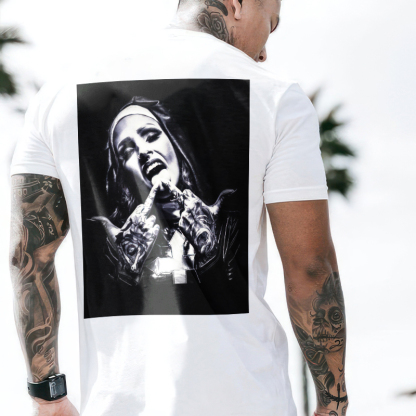 Nun and crucifix Men's printed T-shirt