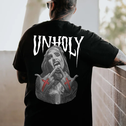 UNHOLY Defiant Nun Bad Religion Black Print T-shirt