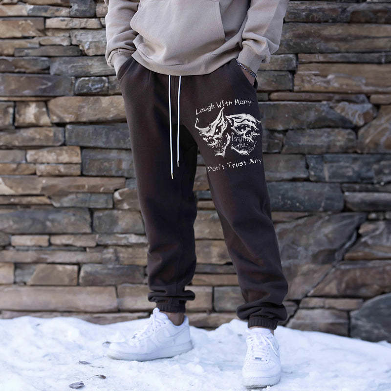 LAUGH WITH MANY DON'T TRUST ANY Men's Print Sweatpants