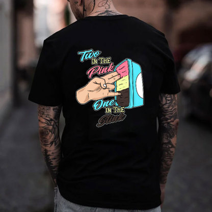TWO IN THE PINK ONE IN THE STINK Fingers Ice-cream Black Print T-shirt