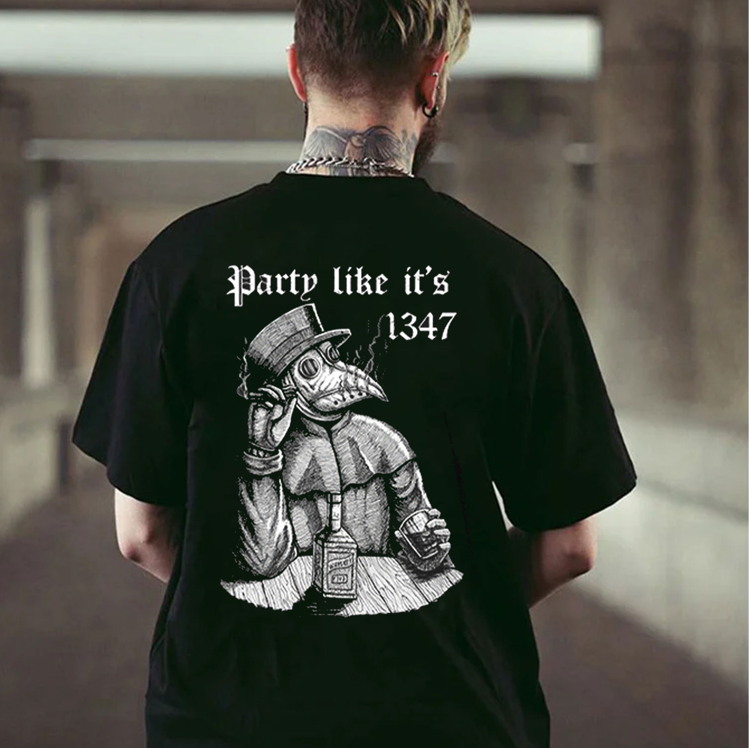 PARTY LIKE IT'S 1347 Doctor Crow Black Print T-Shirt