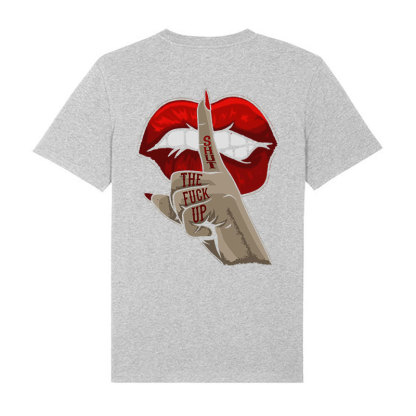 SHUT THE FUCK UP Red Lips Keep Silent Gesture Print T-shirt