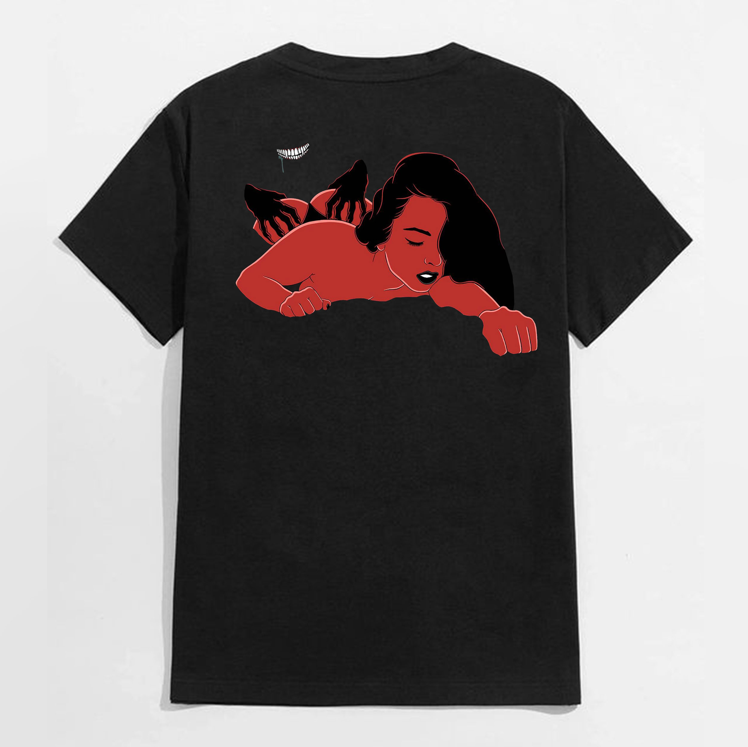 The Sexy Lady Red Pattern Black Print T-shirt