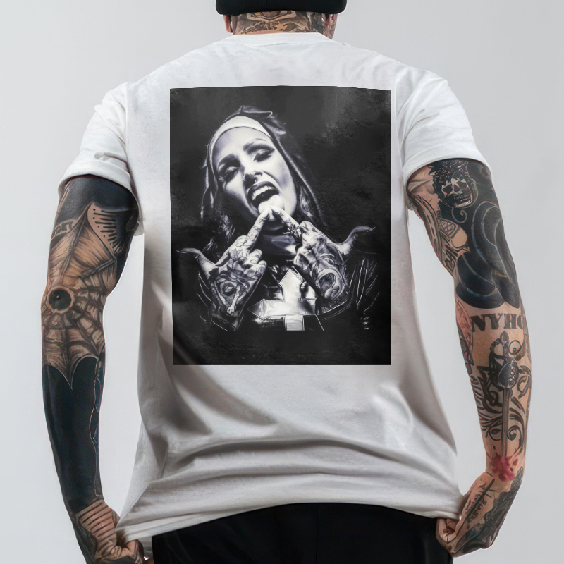 Nun and crucifix Men's printed T-shirt