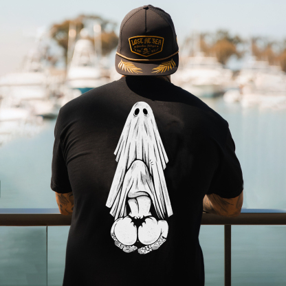 Oral Sex with Ghost Dirty Love Casual Black and White Print T-shirt