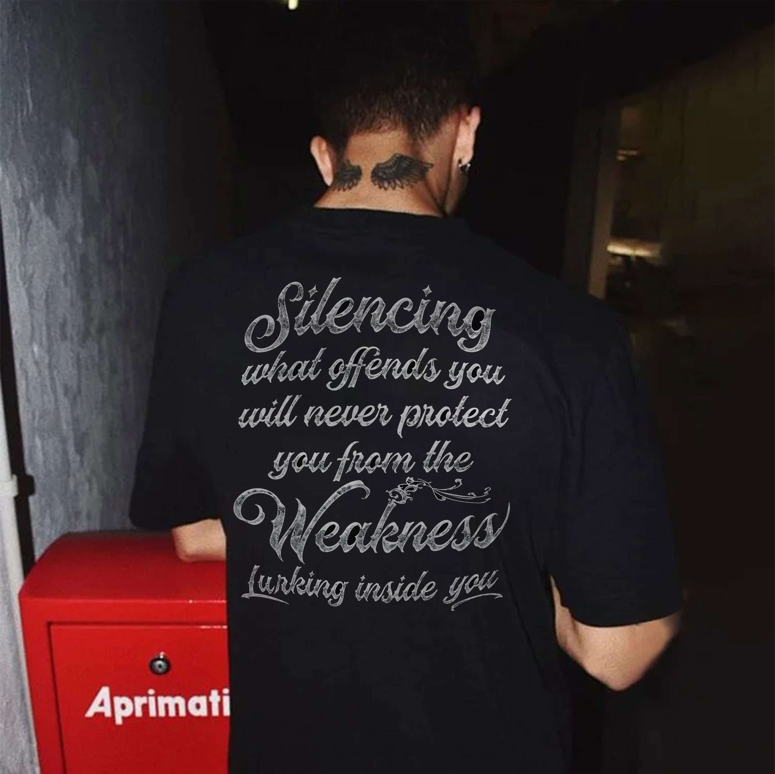 SILENCING WHAT OFFENDS YOU Black Print T-Shirt