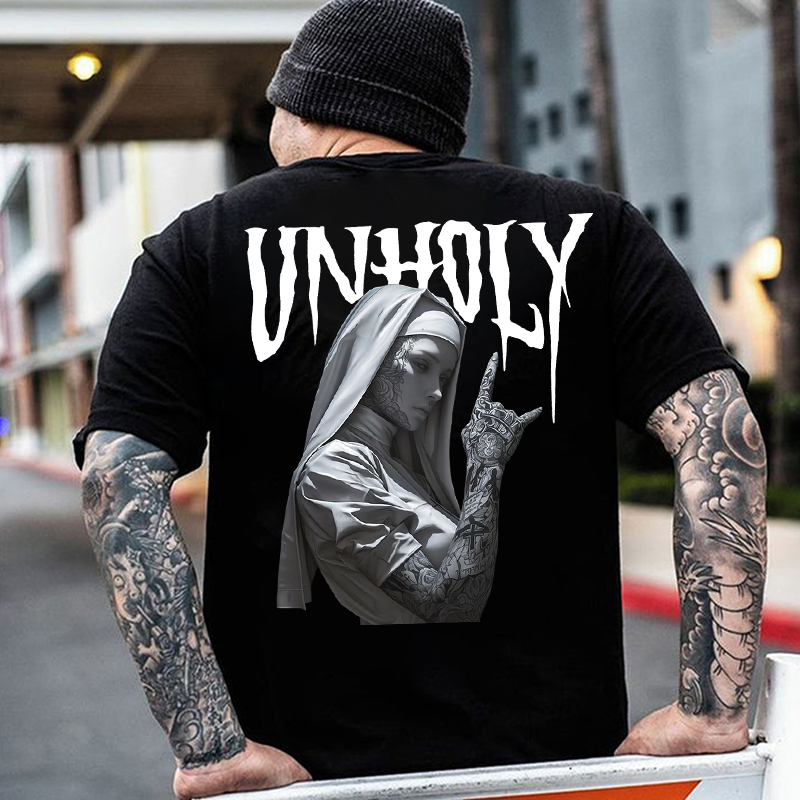 UNHOLY Tattooed Nun Print Men's T-Shirt