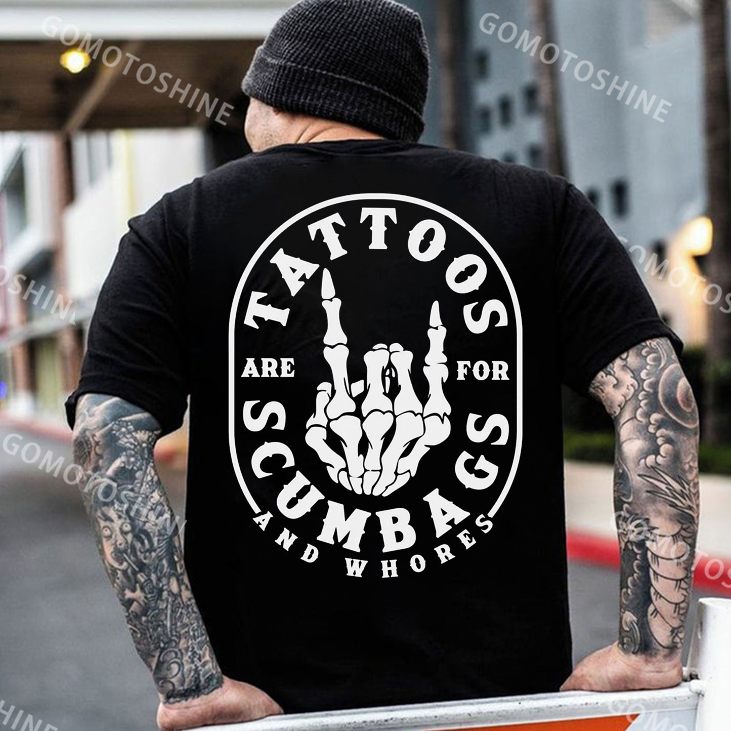 TATTOOS SCUMBAGS Bone Hand Print Men's T-Shirt