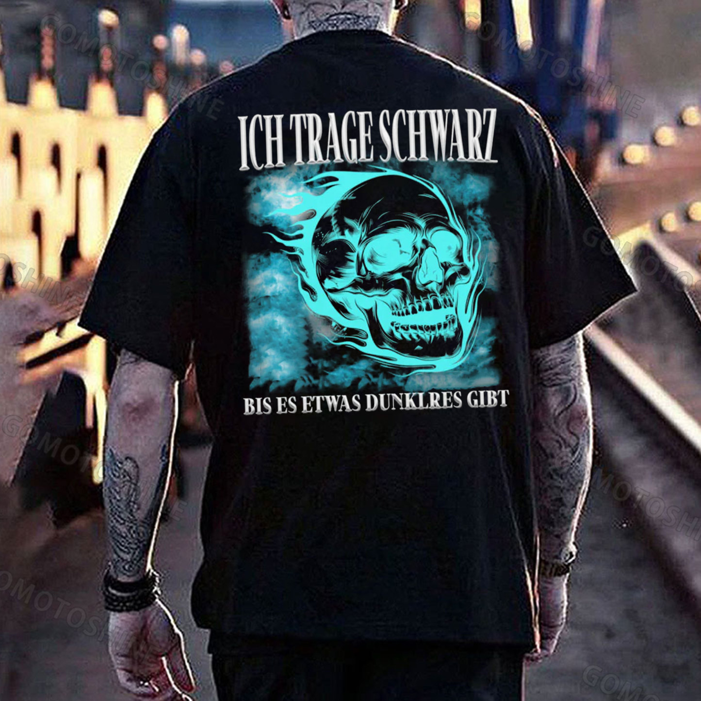 ICH TRAGE SCHWARZ Skull Print Men's T-Shirt