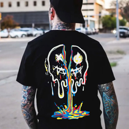 Broken Emoji Black Print T-Shirt