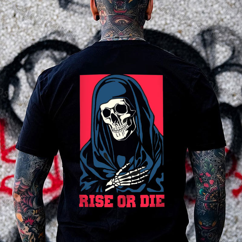 RISE OR DIE Skeleton Nun Print Men's T-Shirt