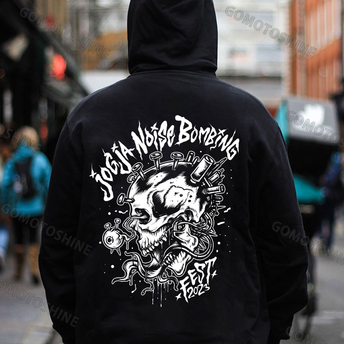 JOGJA NOISE BOMBING Broken Experimental Skull Print Men's Hoodie