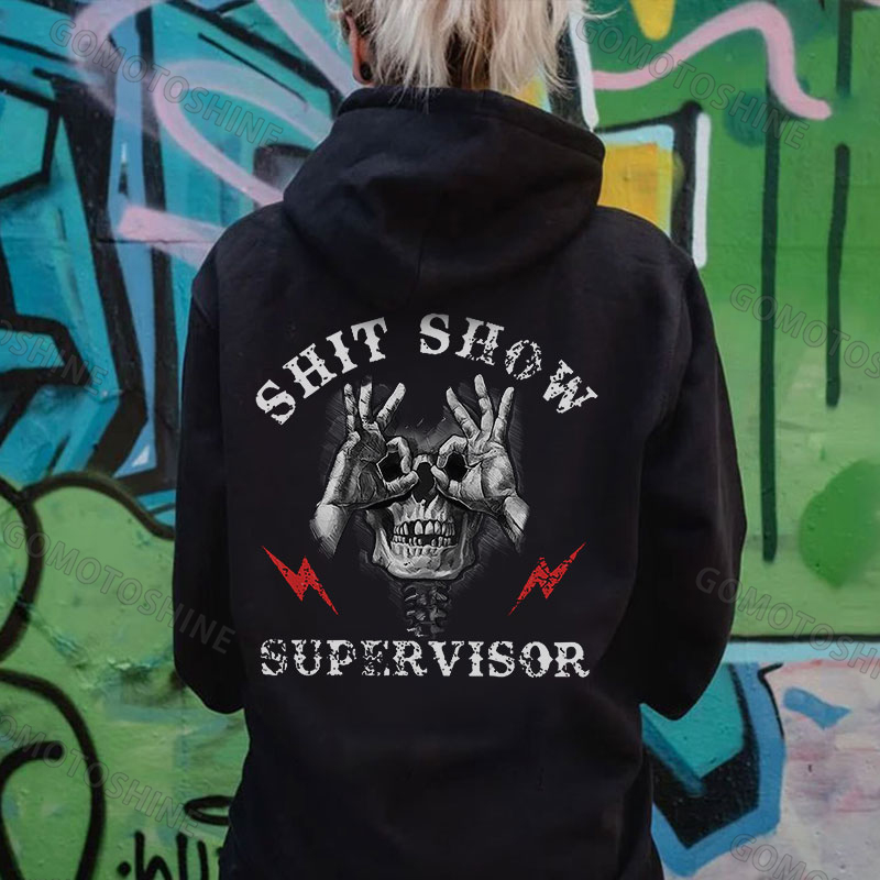 SHIT SHOW SUPERVISOR Skull With OK Print Women's Hoodie