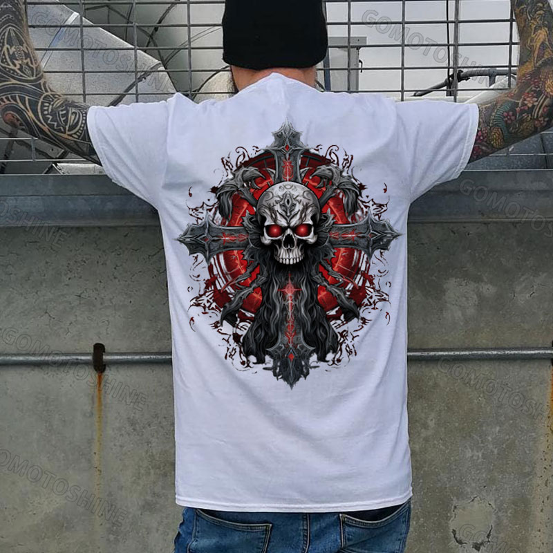 Skull Crucifix Print Men's T-Shirt
